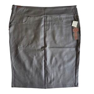 Liverpool Gray Pencil Skirt Faux Leather Womens 16 Office Edgy Vegan Bodycon